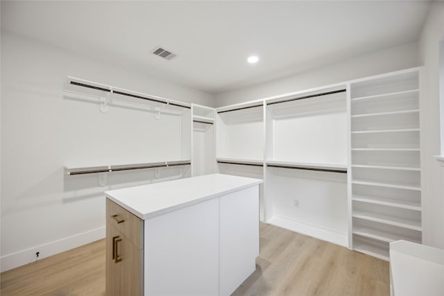 spacious closet with light wood-type flooring