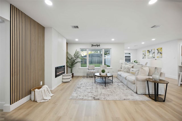 living room featuring light hardwood / wood-style flooring