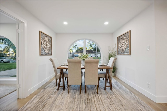 dining room featuring light hardwood / wood-style flooring