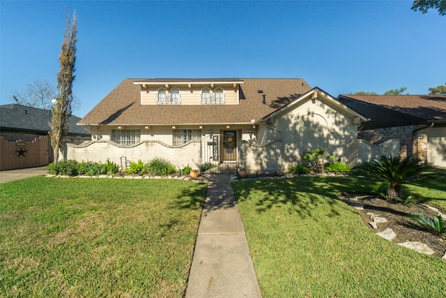 view of front of home with a front yard