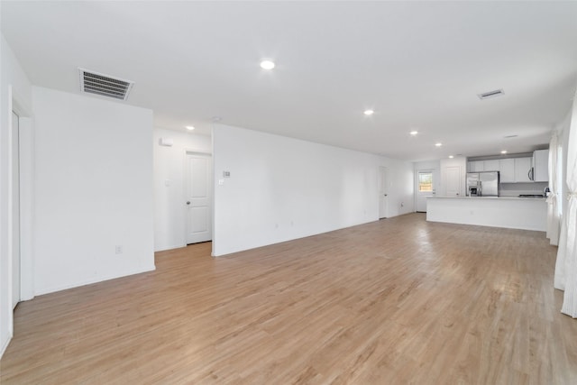 unfurnished living room featuring light hardwood / wood-style floors