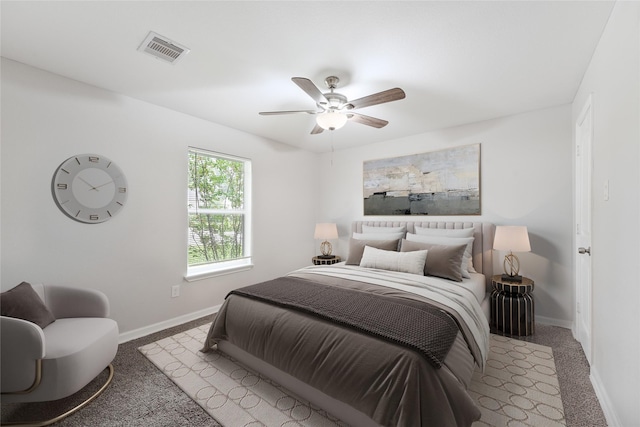 bedroom featuring carpet and ceiling fan