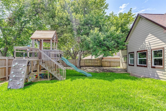 view of yard featuring a playground