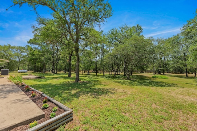 view of yard featuring central AC