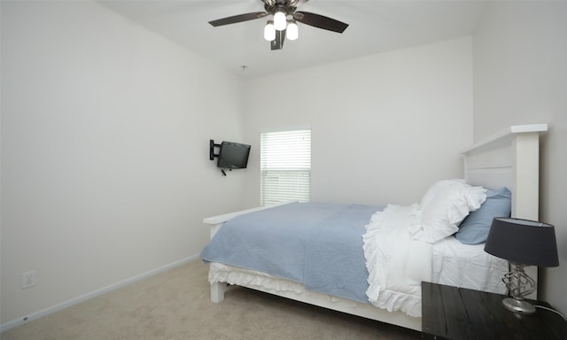 bedroom featuring carpet flooring and ceiling fan