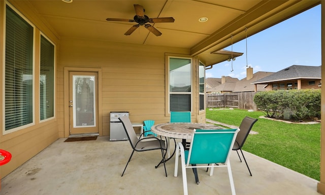 view of patio with ceiling fan