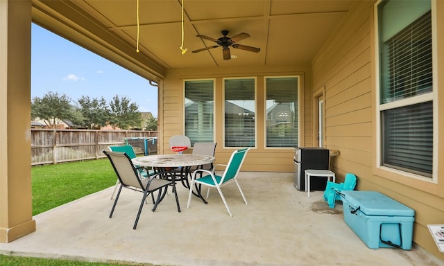 view of patio with ceiling fan