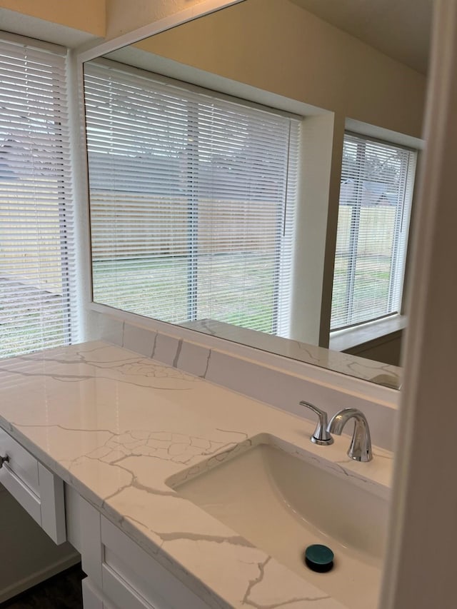 bathroom featuring plenty of natural light and vanity