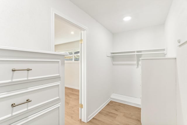 spacious closet featuring light wood-type flooring