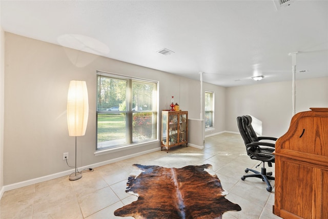 office featuring light tile patterned flooring