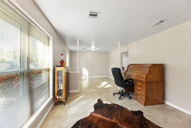 office area featuring light tile patterned floors