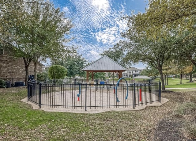 view of jungle gym with a yard