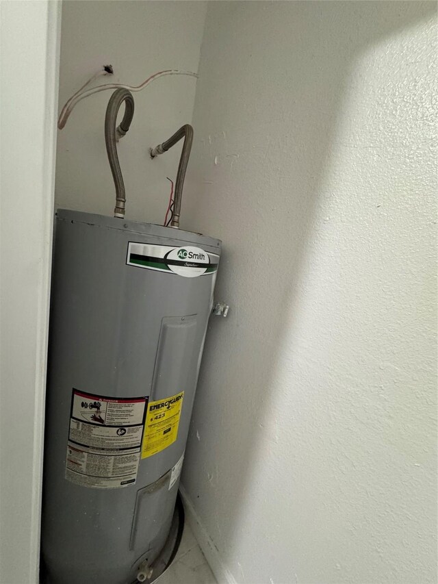 utility room featuring water heater