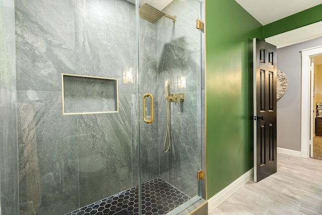 bathroom featuring walk in shower