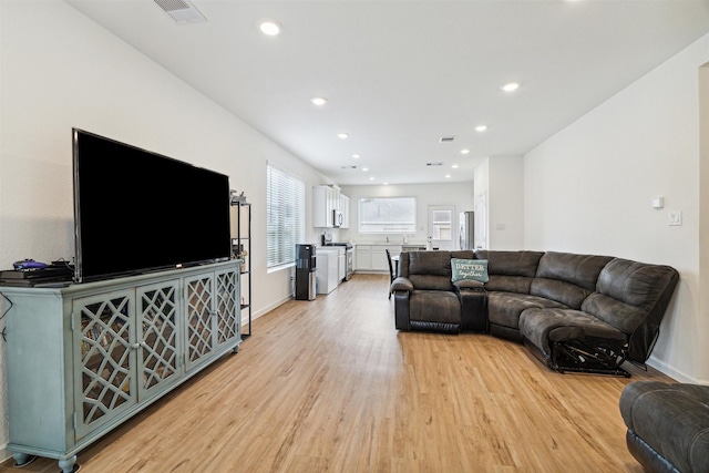 living room featuring light hardwood / wood-style flooring