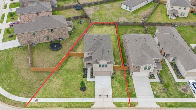 drone / aerial view with a residential view
