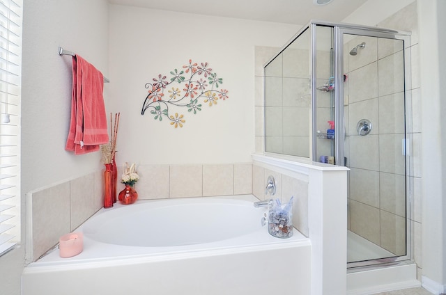 bathroom with independent shower and bath