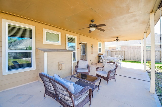 view of patio / terrace with outdoor lounge area and ceiling fan