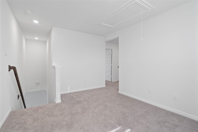 21102 Salton Sea Ln, Cypress, TX 77433 - spare room with attic access, carpet, a smoke detector, recessed lighting, and baseboards