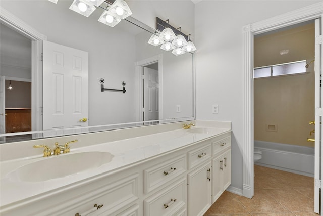 bathroom with tile patterned flooring, vanity, and toilet