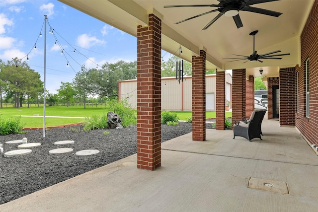 view of patio with ceiling fan