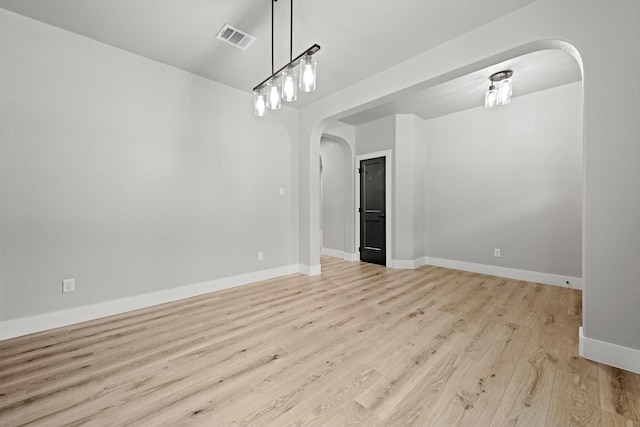 unfurnished dining area featuring light hardwood / wood-style flooring