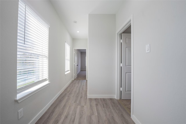 hall featuring light wood-type flooring