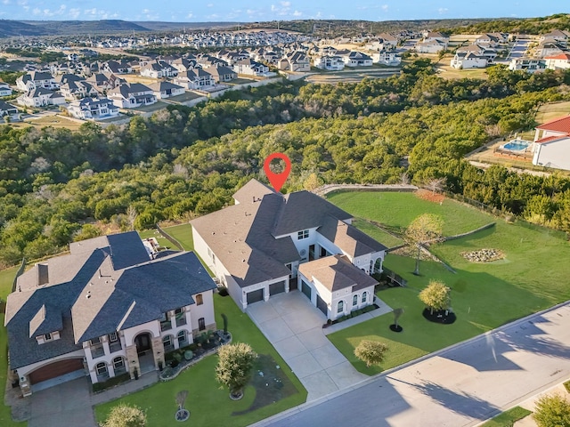 bird's eye view with a residential view