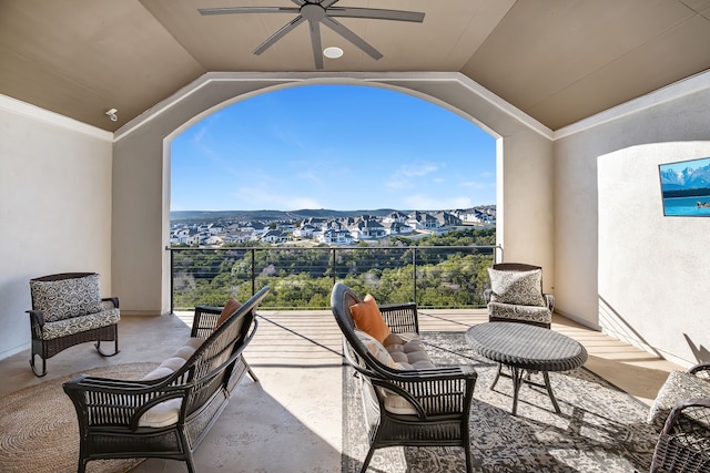 view of patio with ceiling fan