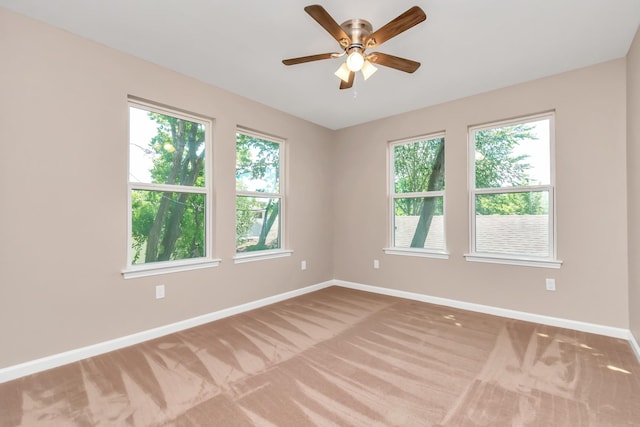 empty room featuring ceiling fan and carpet floors