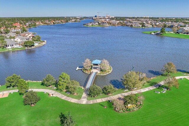 bird's eye view featuring a water view