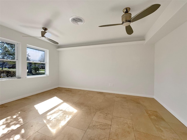 spare room featuring ceiling fan