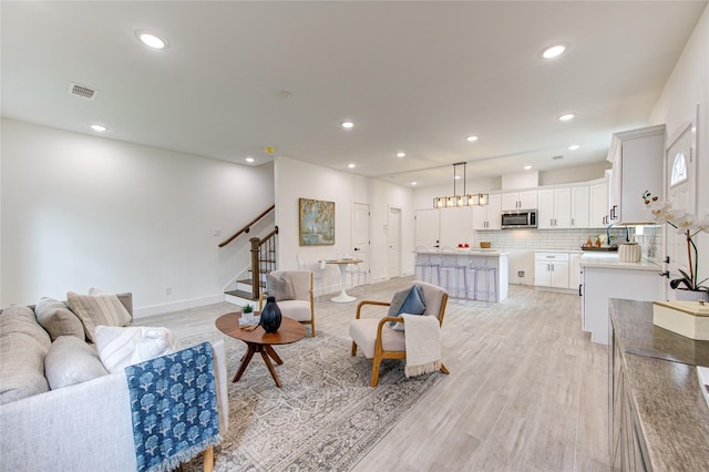 living room featuring light hardwood / wood-style flooring