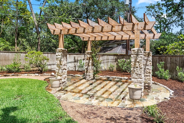 view of patio / terrace featuring a pergola