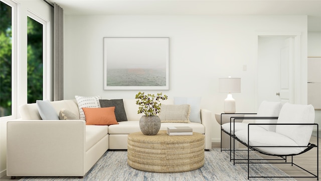 living room featuring light wood-type flooring