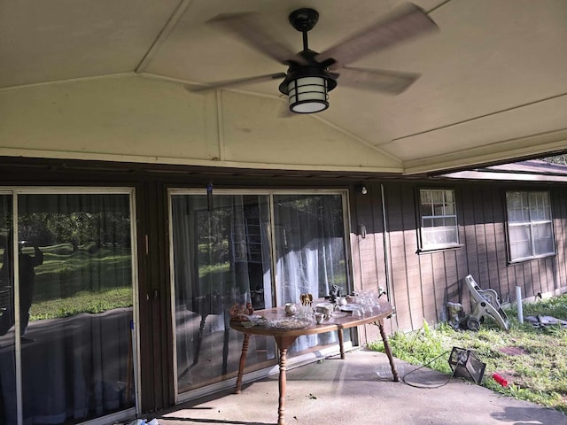 view of patio / terrace featuring ceiling fan