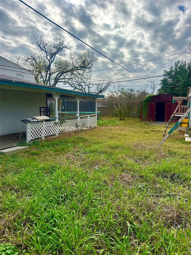 view of yard with a storage unit