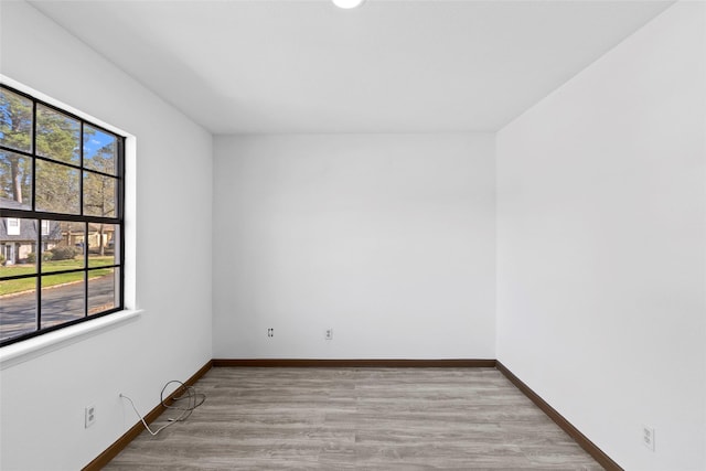 spare room with light hardwood / wood-style flooring