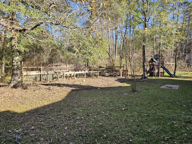 view of yard featuring a playground