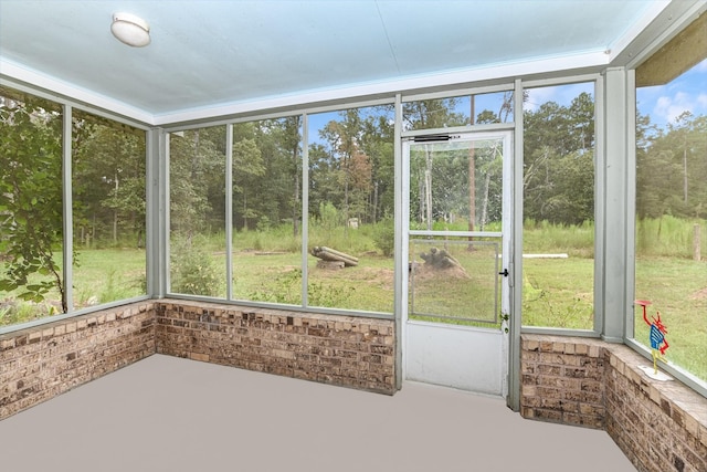 view of unfurnished sunroom