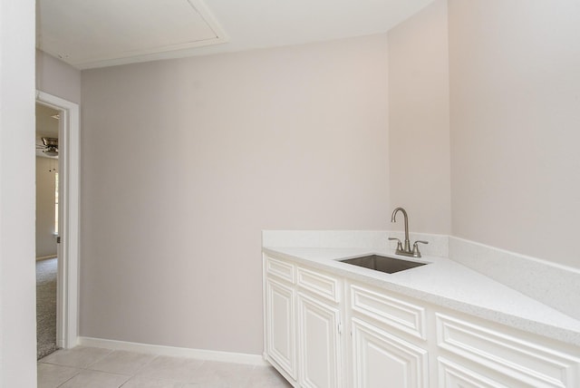 bathroom with vanity and tile patterned floors