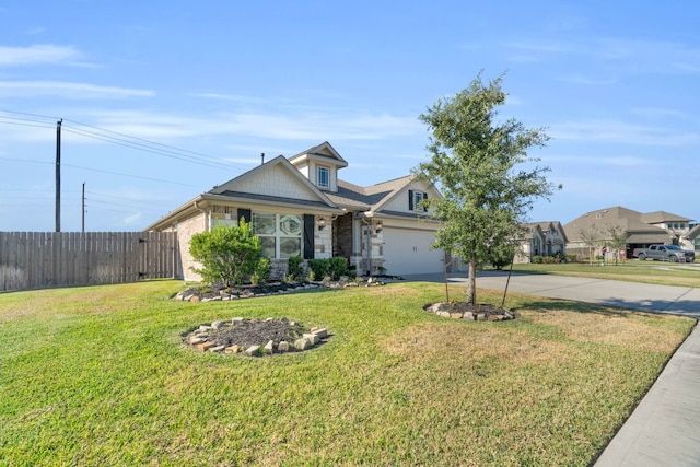 view of front facade featuring a garage and a front lawn