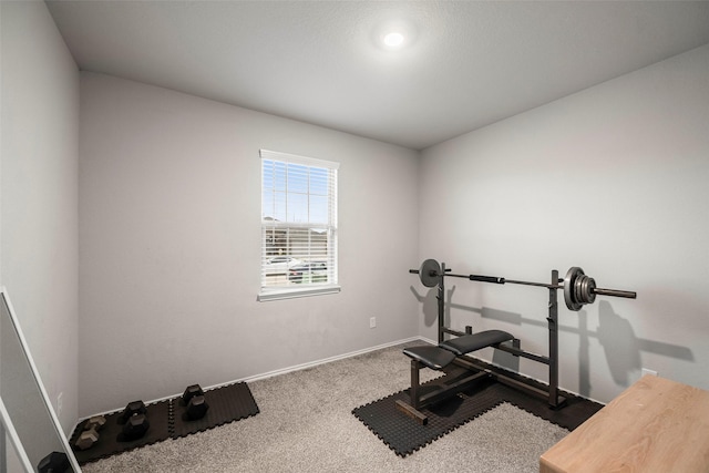 exercise room with carpet