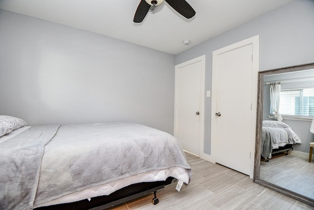 bedroom featuring ceiling fan