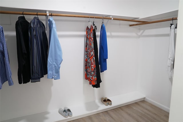 spacious closet featuring hardwood / wood-style flooring