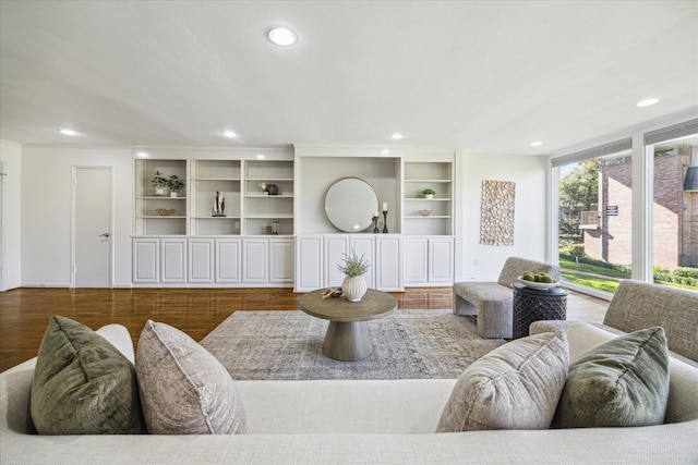 living room with hardwood / wood-style flooring