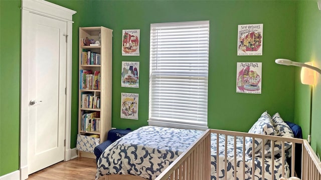 bedroom featuring light hardwood / wood-style flooring