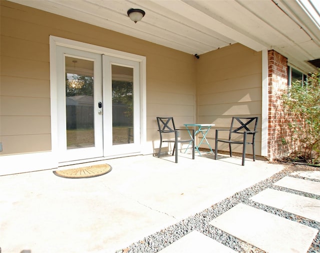 view of patio featuring french doors