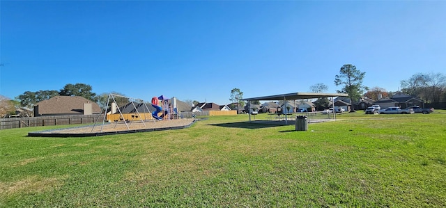 view of yard with a playground