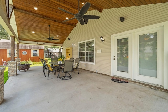 view of patio / terrace featuring ceiling fan